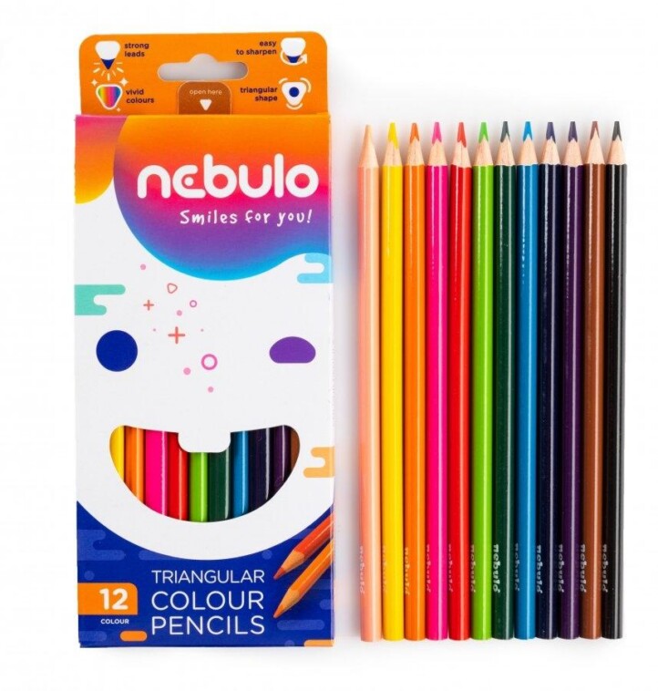 Színes Ceruza Készlet, Háromszög, 12 Színes, Nebulo