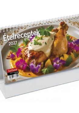 Ételreceptek Asztali Naptár Fehér Álló Kartontáblával - 2027