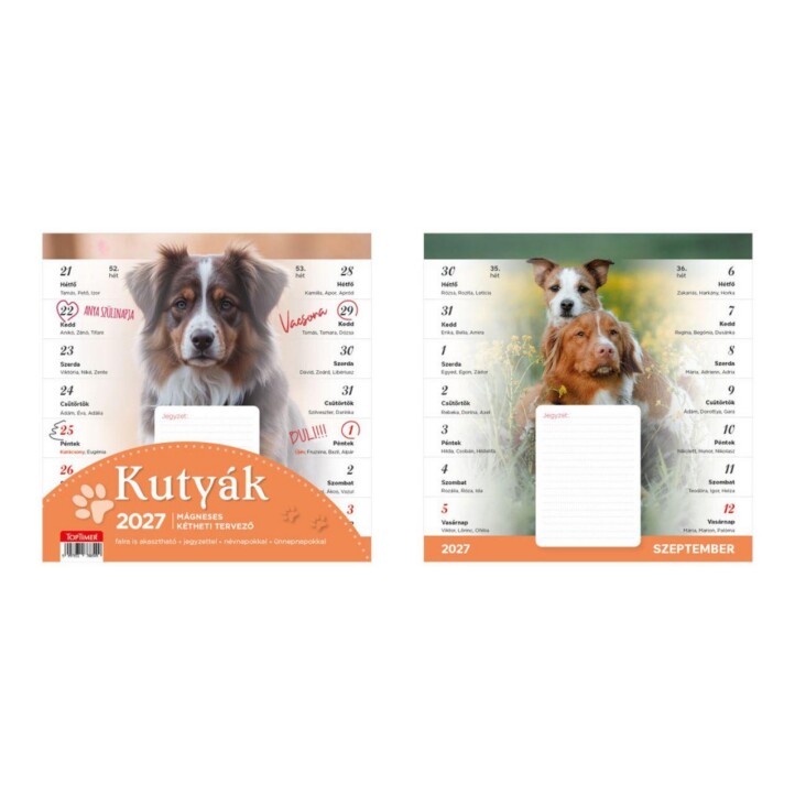 Kutyák Mágneses Falinaptár - 2027