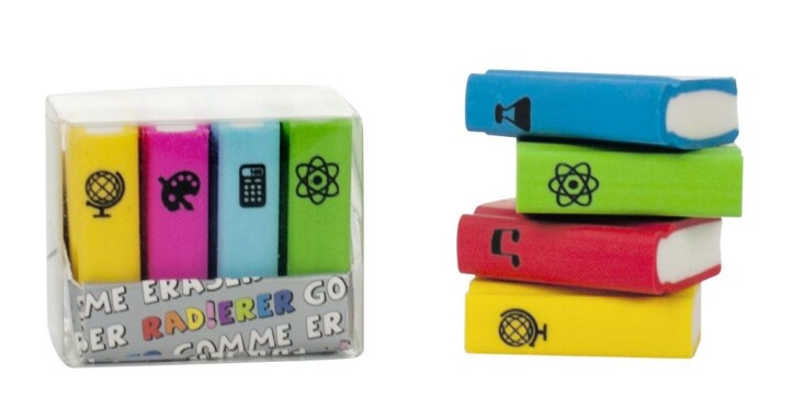 Radír Trendhaus Mini 4Db-Os Könyv Szett, 2 Féle