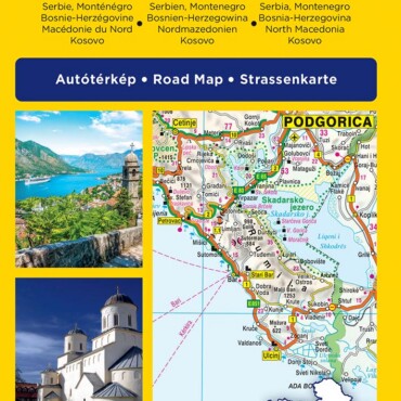 Szerbia, Montenegró, Bosznia-Hercegovina Autótérkép