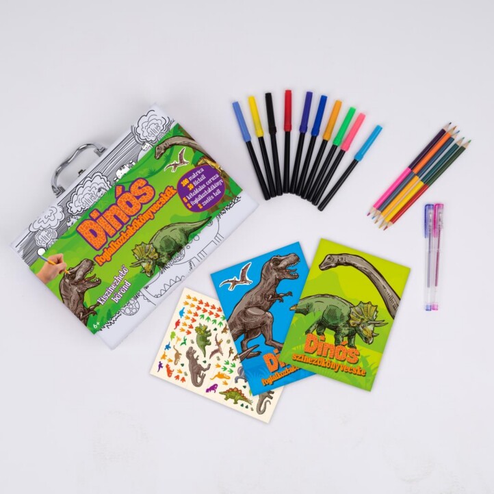 Dinós Foglalkoztatókönyvecskék - Kiszinezhető Bőrönd