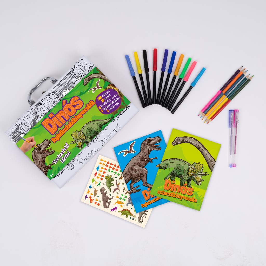 Dinós Foglalkoztatókönyvecskék - Kiszinezhető Bőrönd