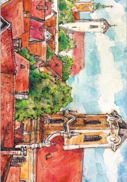 Könyvjelző Kjsze-03 - Szentendre Háztetők+Templomtorony
