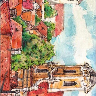 Könyvjelző Kjsze-03 - Szentendre Háztetők+Templomtorony