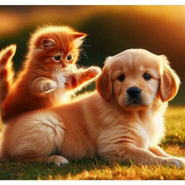 Kitty & Puppy Ai Képeslap