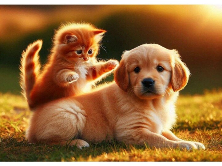 Kitty & Puppy Ai Képeslap