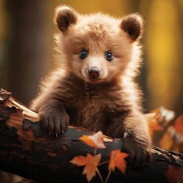 Baby Bear Autumn Square