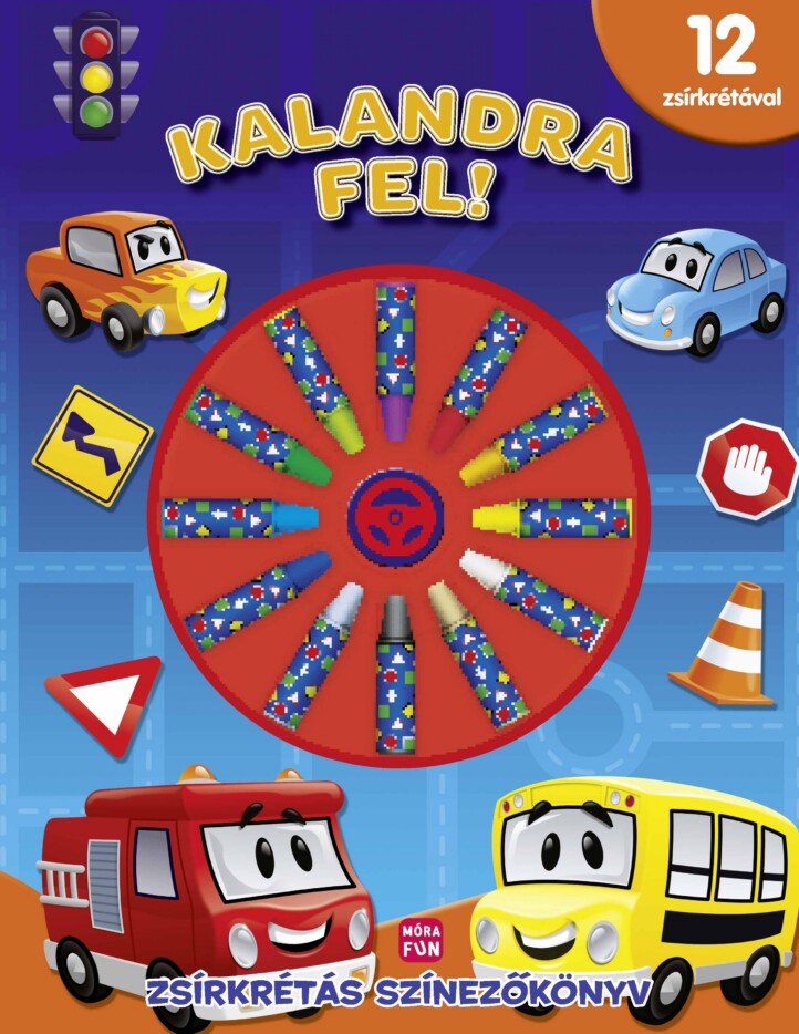 Kalandra Fel! -  Zsírkrétás Színezőkönyv- 12 Zsírkrétával